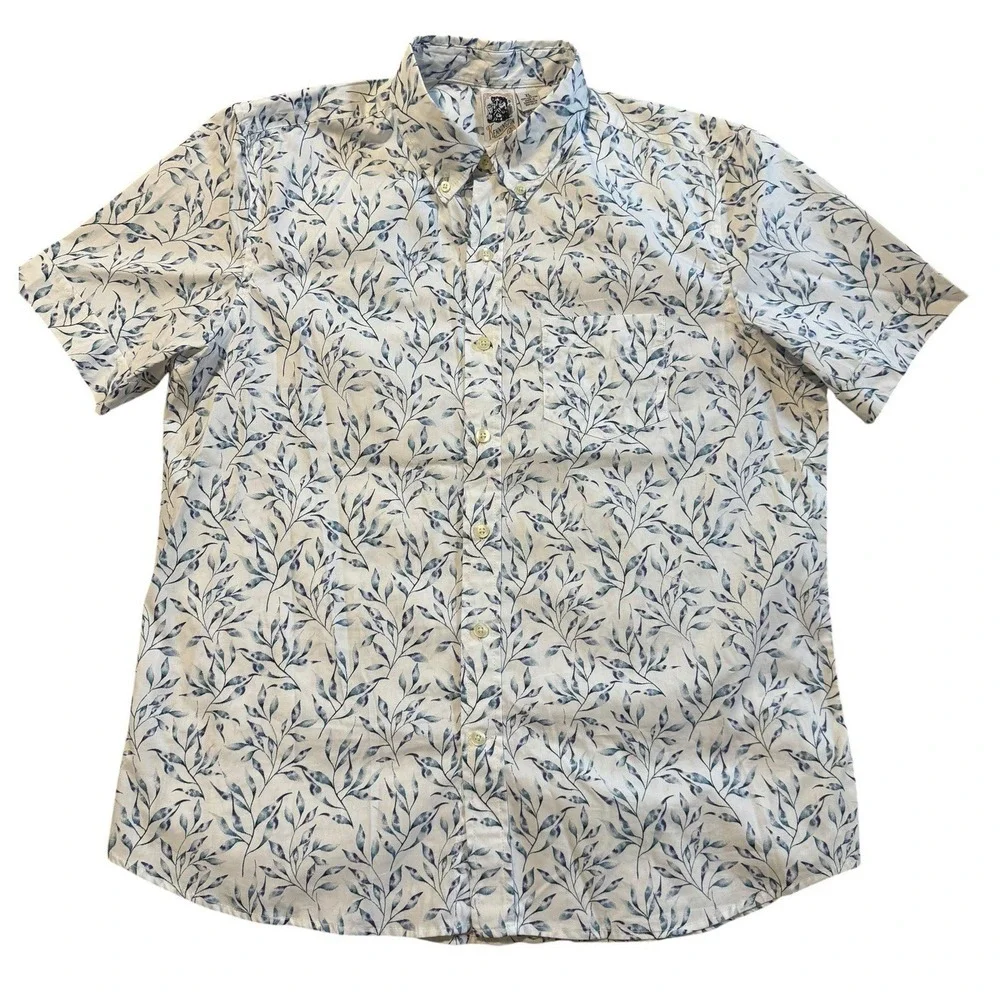 Kensington Men's Short Sleeve Button Down Shirt 100% Cotton Vine Print Size XL